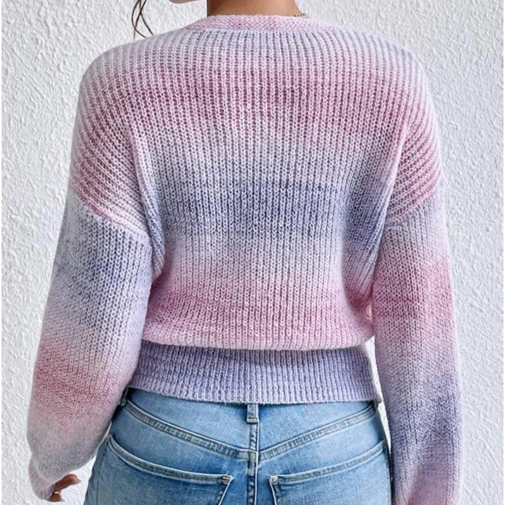 New ombre knit wrap crossover sweater - Picture 4 of 6